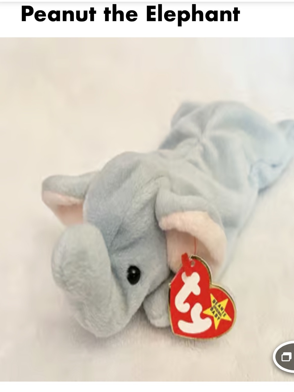 Ty Beanie McDonald’s Toy: Peanut the elephant